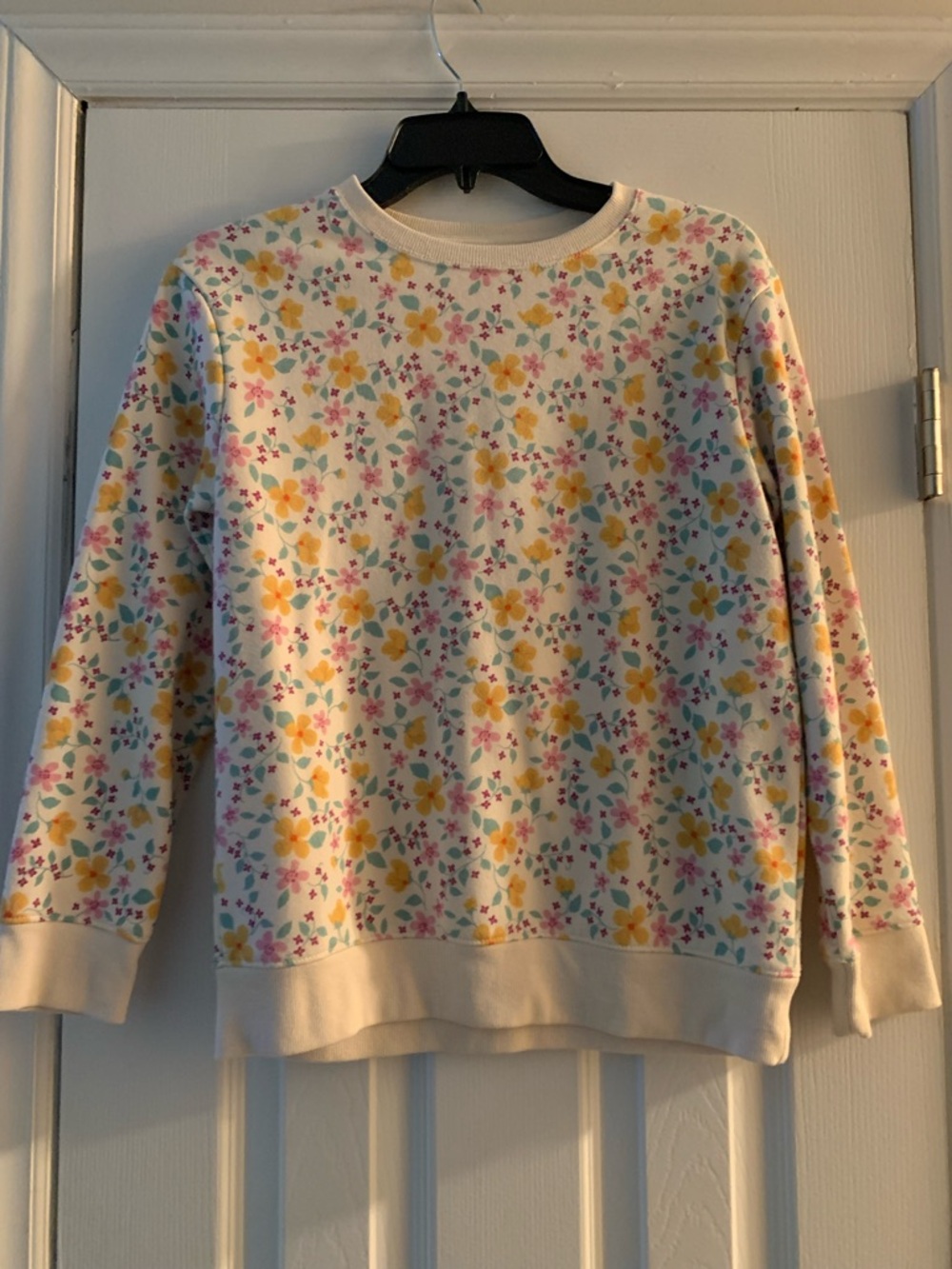 Cat & Jack Cream Floral Sweatshirt with Yellow & Pink Flowers